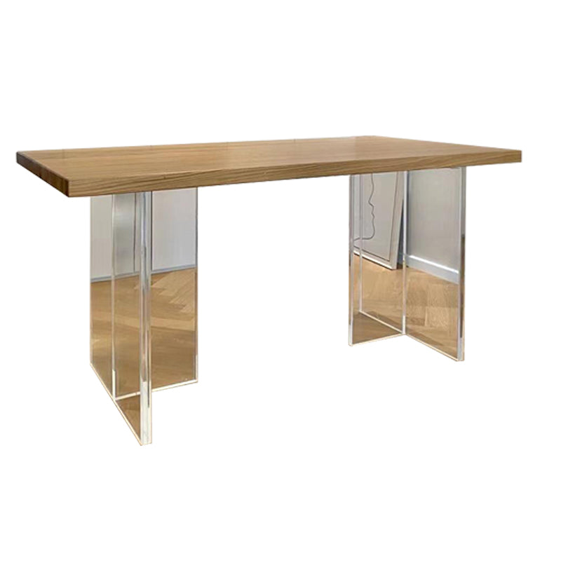Rectangle Double Pedestal Dining Table Modern Wood Table for Kitchen Dining Room