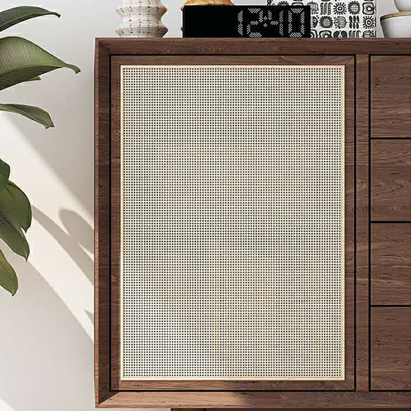 Modern Accent Cabinet Solid Wood With Doors 4 - Drawer Rectangle Cabinet