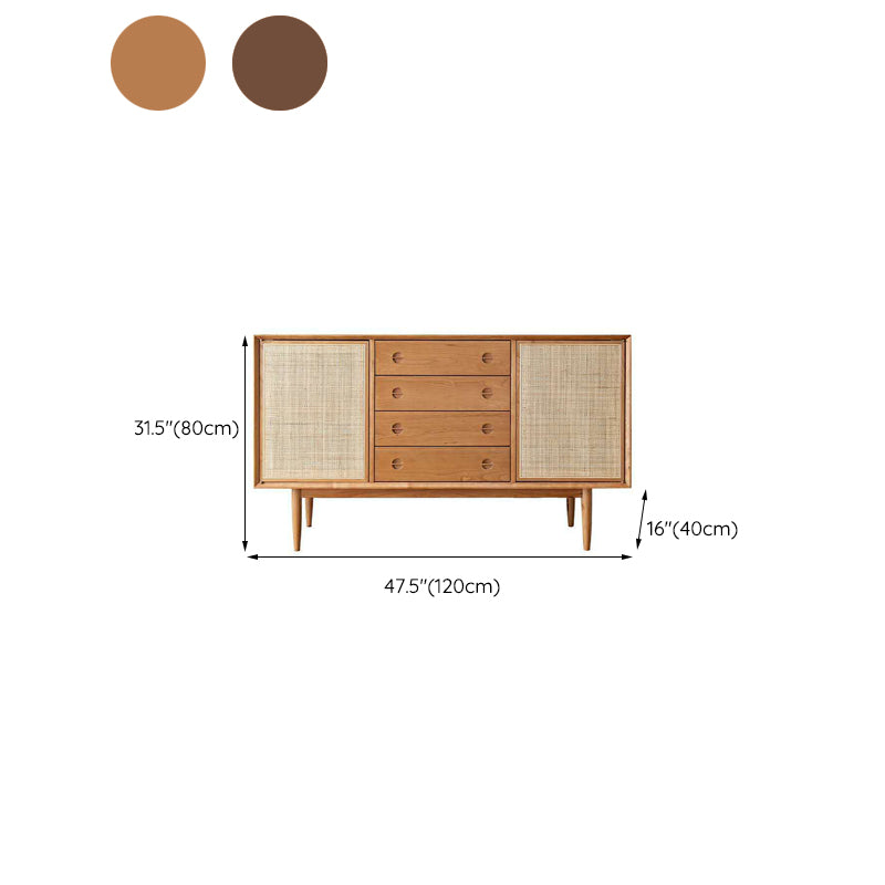 Modern Accent Cabinet Solid Wood With Doors 4 - Drawer Rectangle Cabinet