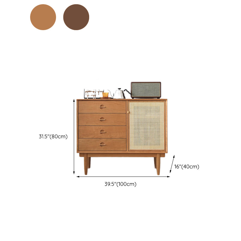 Modern Accent Cabinet Solid Wood With Doors 4 - Drawer Rectangle Cabinet