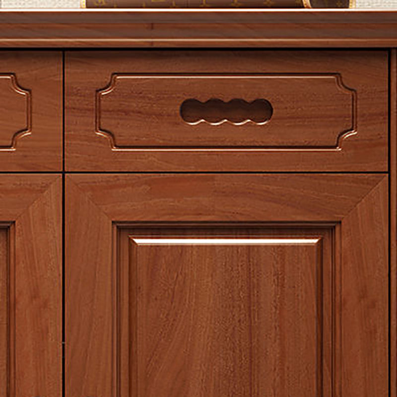 Mid-Century Modern Accent Cabinet Rectangle Solid Wood Grooves With Doors Cabinet
