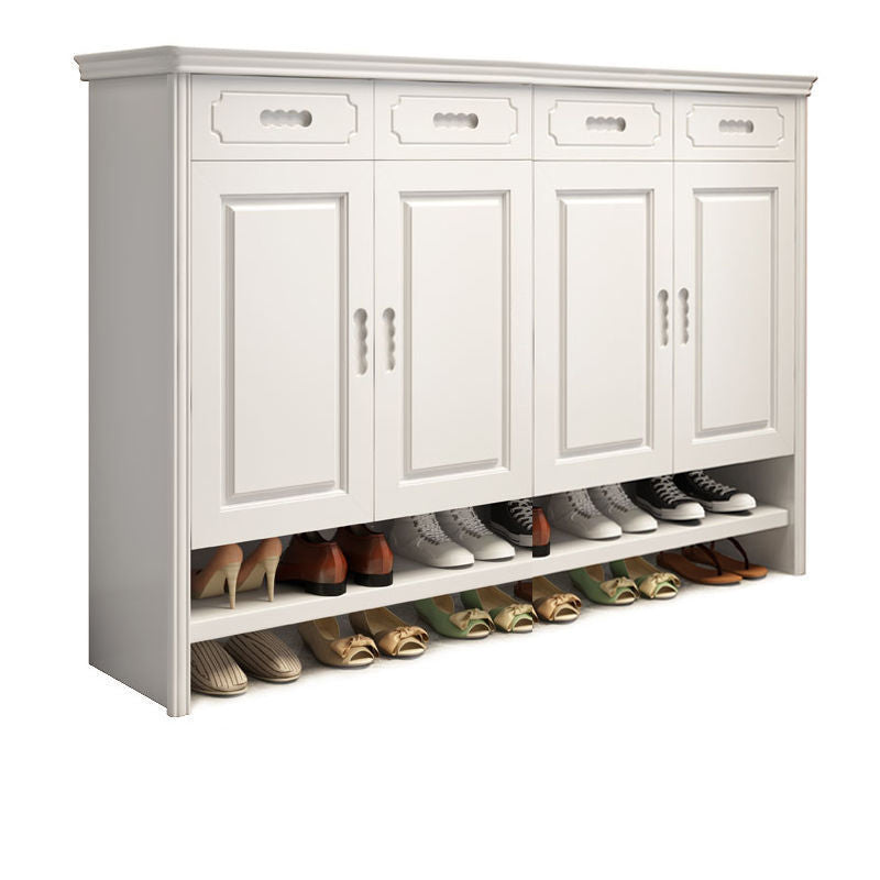 Mid-Century Modern Accent Cabinet Rectangle Solid Wood Grooves With Doors Cabinet