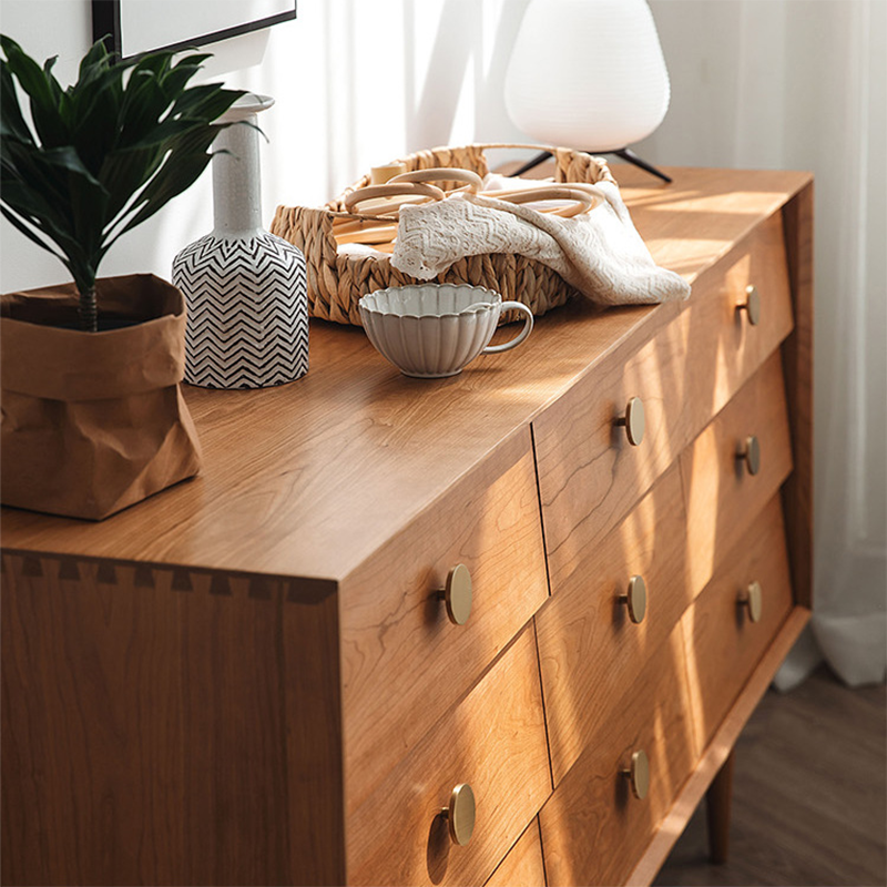 Modern Rectangle Pine Accent Chest 9 - Drawer Straight Legs Chest