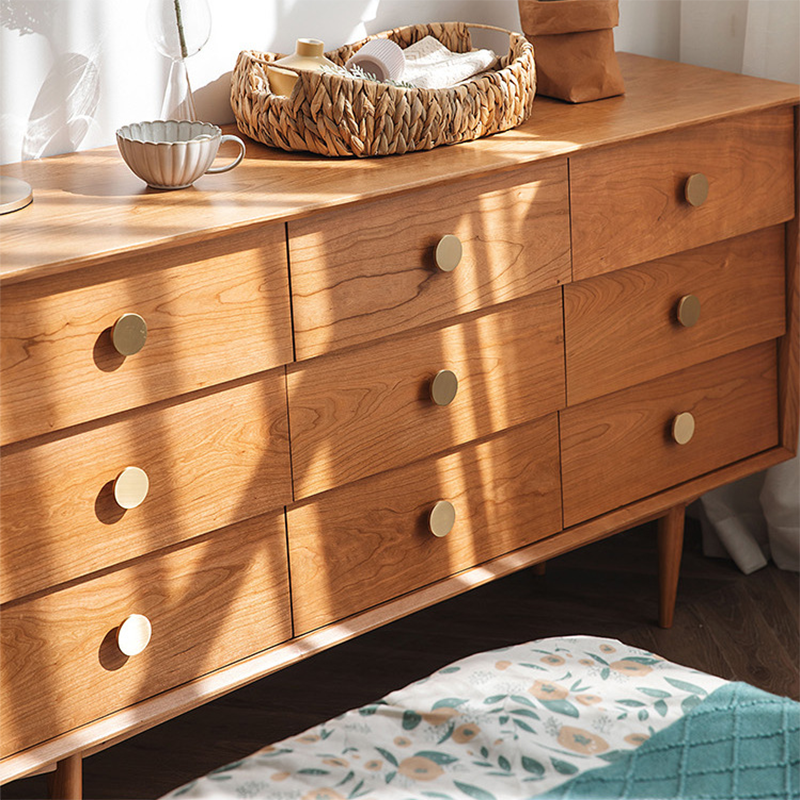 Modern Rectangle Pine Accent Chest 9 - Drawer Straight Legs Chest