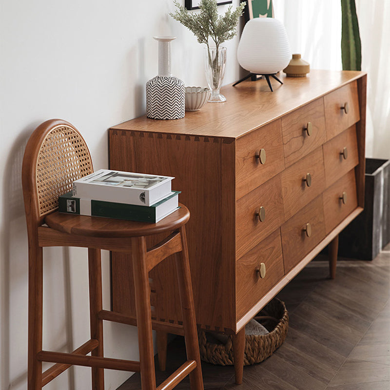 Modern Rectangle Pine Accent Chest 9 - Drawer Straight Legs Chest