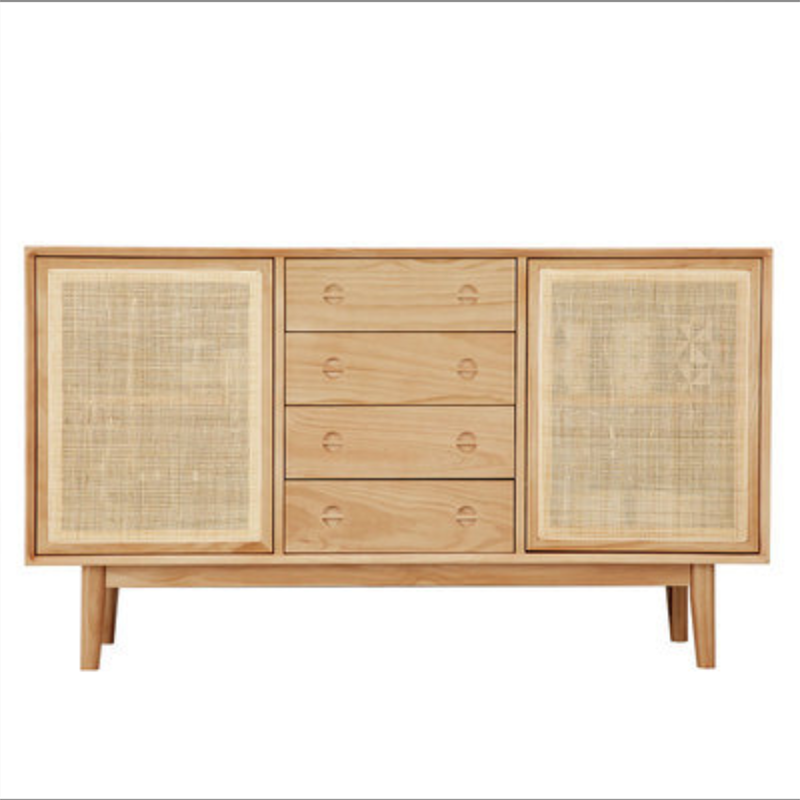 Contemporary Cabinet Solid Wood With Doors 4 - Drawer Accent Cabinet