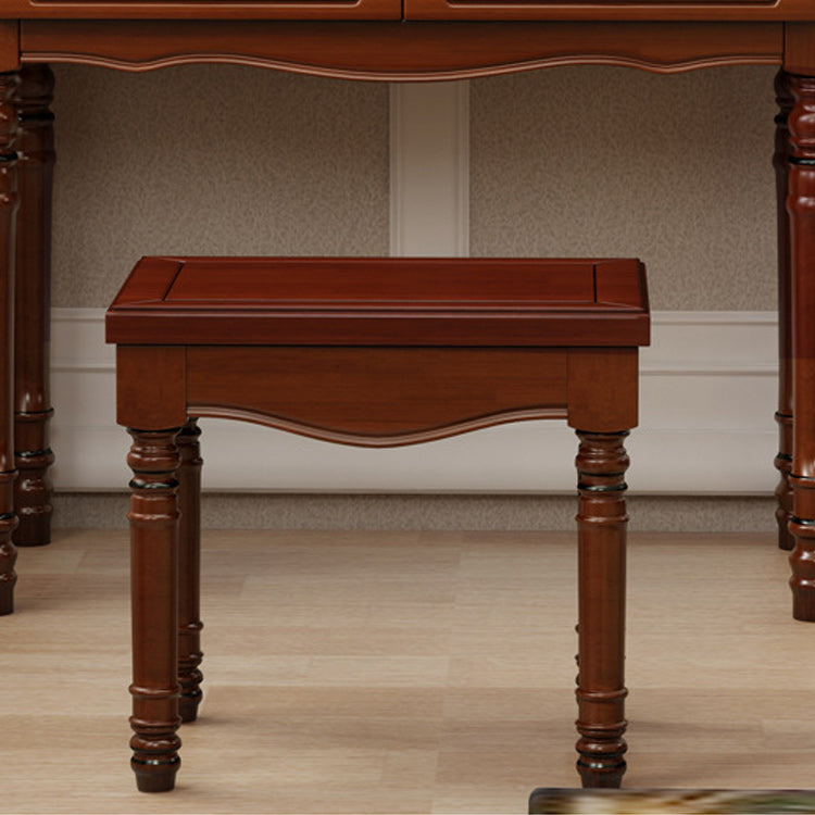 Traditional Mirrored Vanity Set Solid Wood Dressing Table with Stool