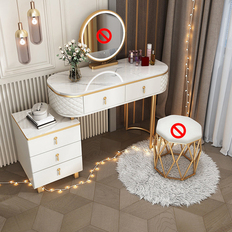 Glam Wood Vanity Dressing Table with Drawers in White Dressing Table