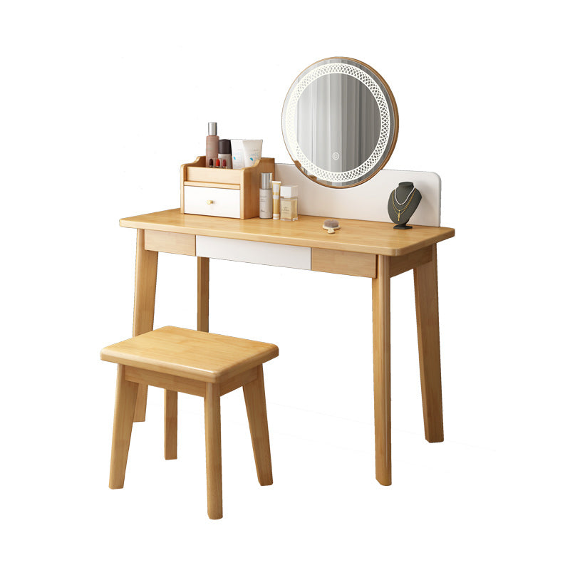 29.52" Height Solid Wood Table Makeup Vanity with Mirror and Drawers