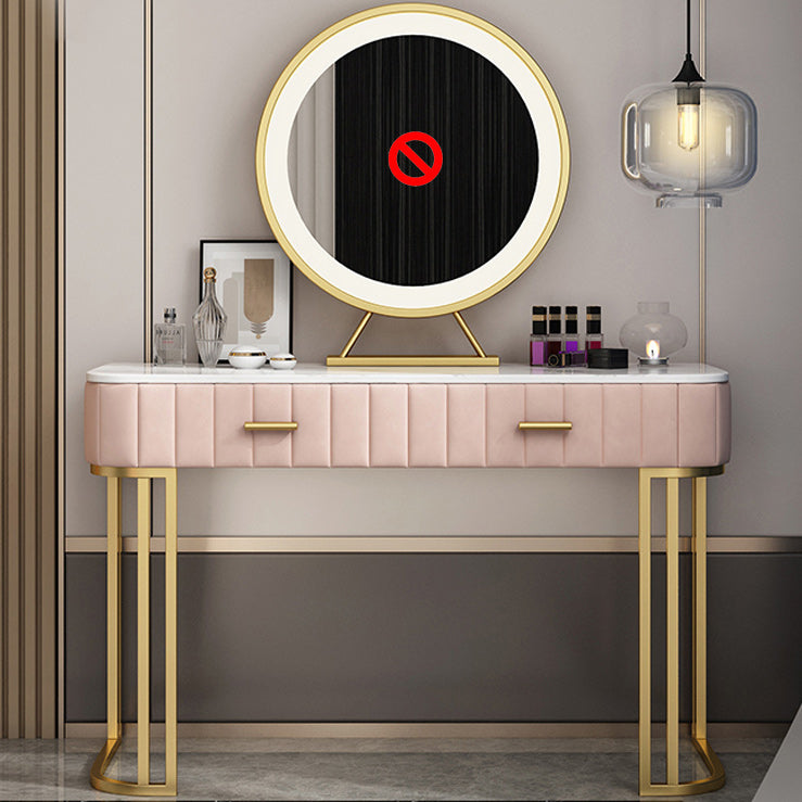 Glam 29.5" High Marble Top Vanity Dressing Table with 2 Drawers