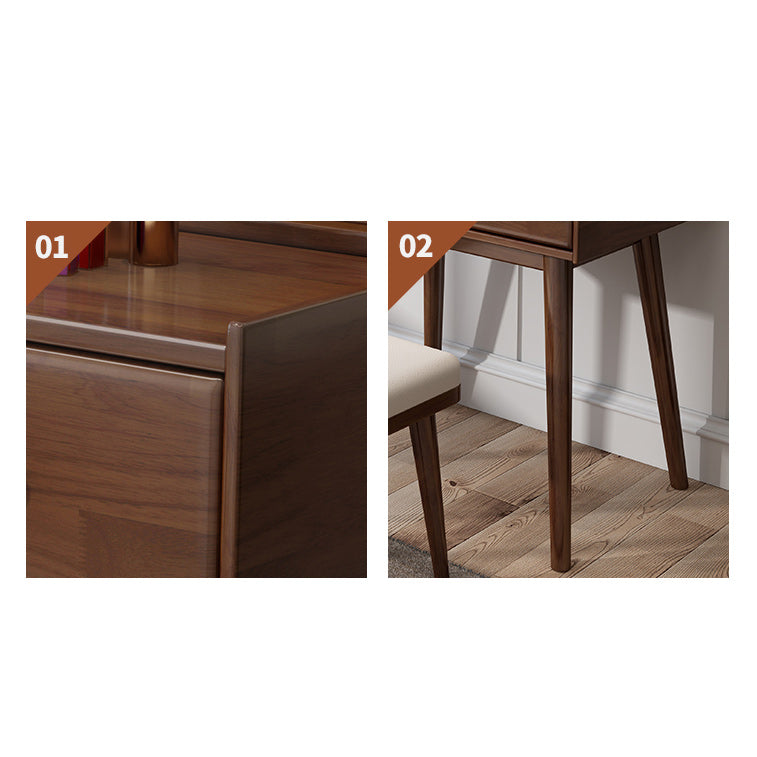 Contemporary 2-Drawer Solid Wood Table Makeup Vanity with Mirror