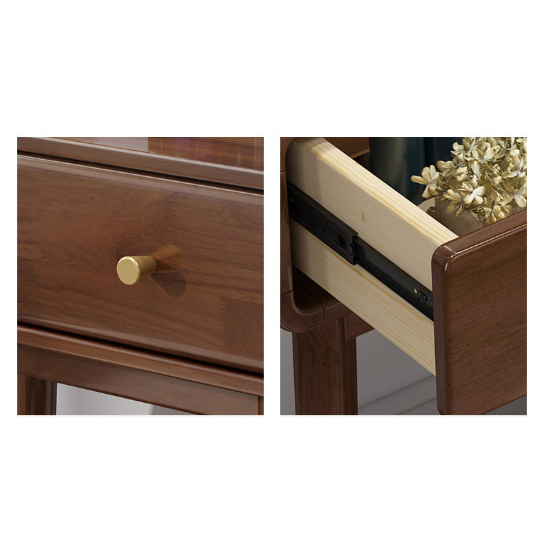 Contemporary 2-Drawer Solid Wood Table Makeup Vanity with Mirror