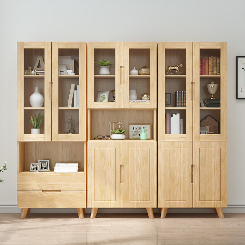 Contemporary Cabinet Rectangle Glass Paned With Doors Pine Accent Cabinet