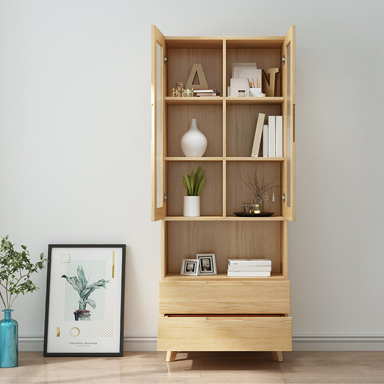 Contemporary Cabinet Rectangle Glass Paned With Doors Pine Accent Cabinet