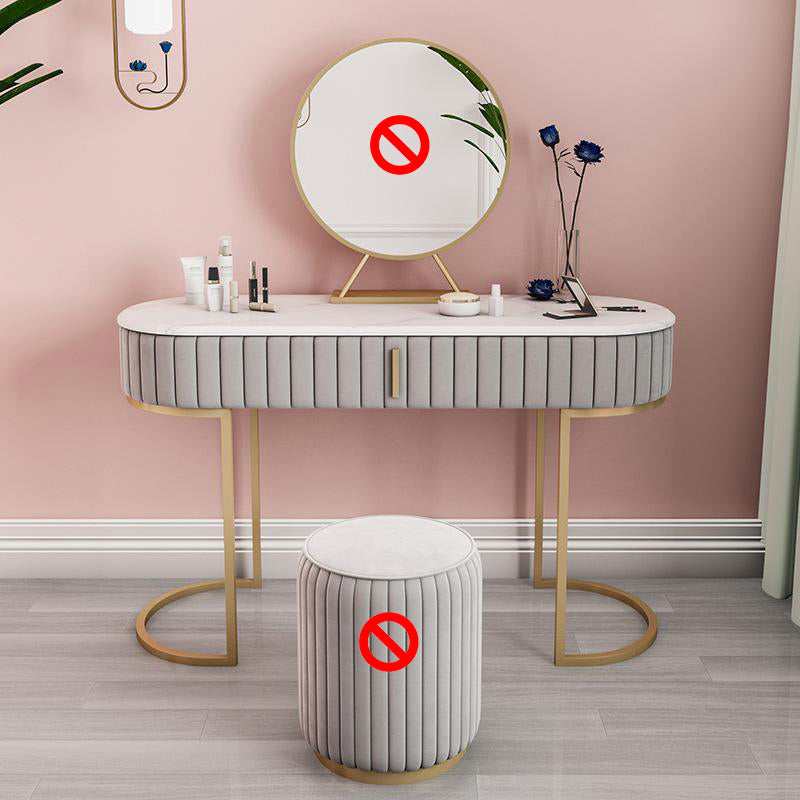 Glam Style 1-drawer Marble Top Make-up Vanity Dressing Table