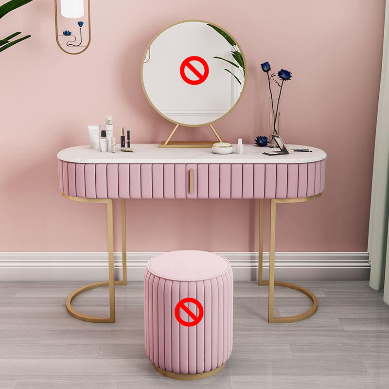 Glam Style 1-drawer Marble Top Make-up Vanity Dressing Table