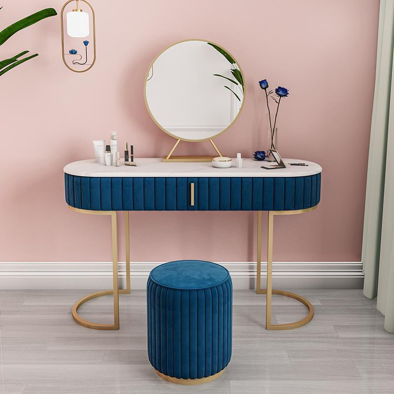 Glam Style 1-drawer Marble Top Make-up Vanity Dressing Table