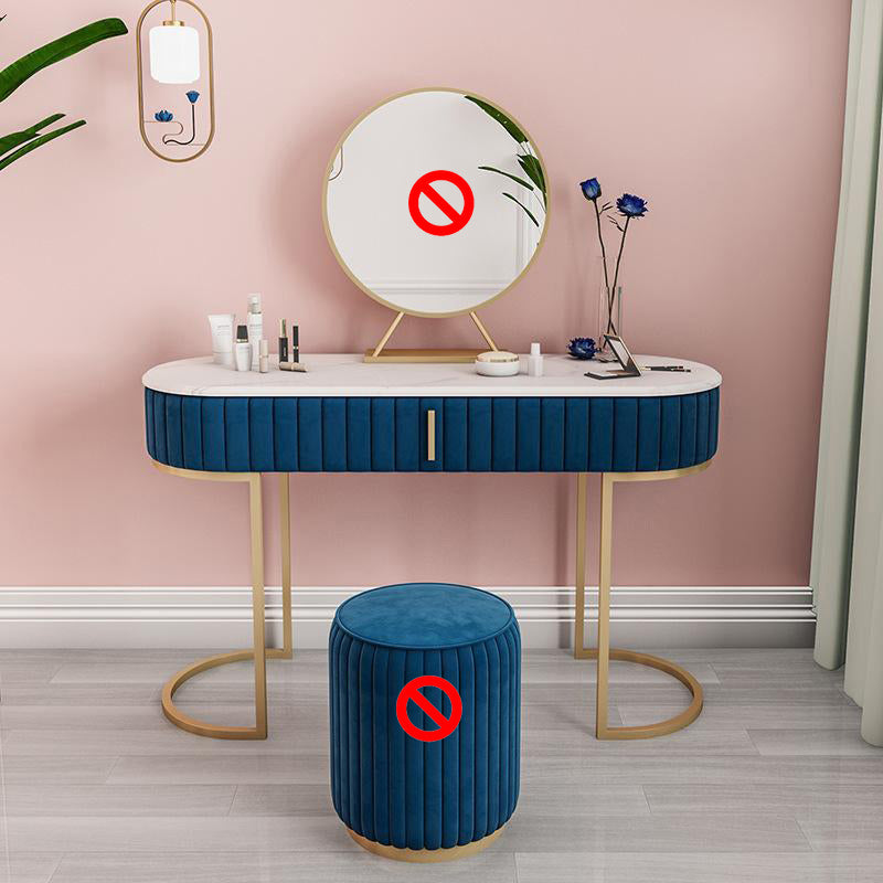 Glam Style 1-drawer Marble Top Make-up Vanity Dressing Table