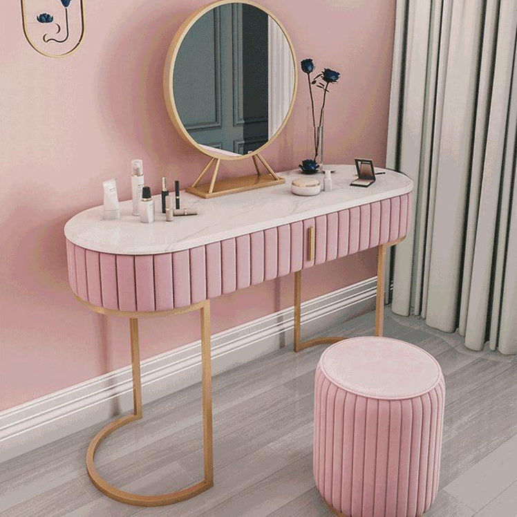 Glam Style 1-drawer Marble Top Make-up Vanity Dressing Table