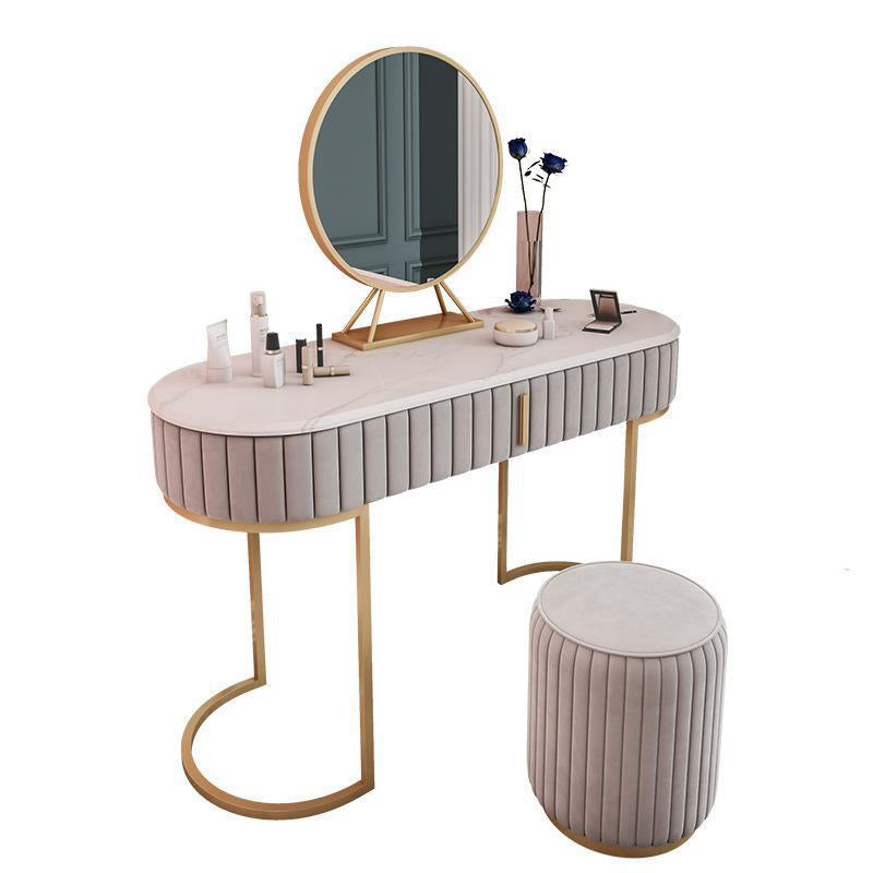 Glam Style 1-drawer Marble Top Make-up Vanity Dressing Table