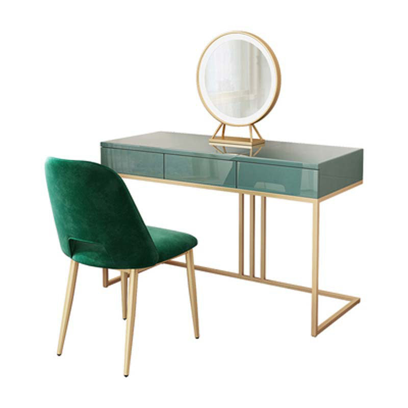 Glam 29.52" Height Green Wood Vanity Makeup Vanity with Drawers