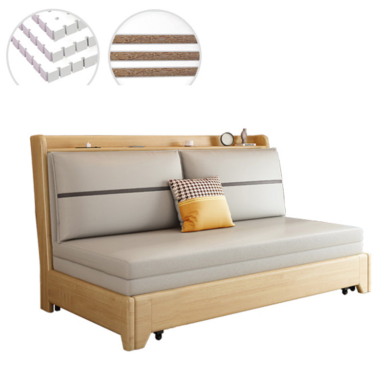 Wood Convertible Sofa Pillow Included Foldable Futon Sofa Bed