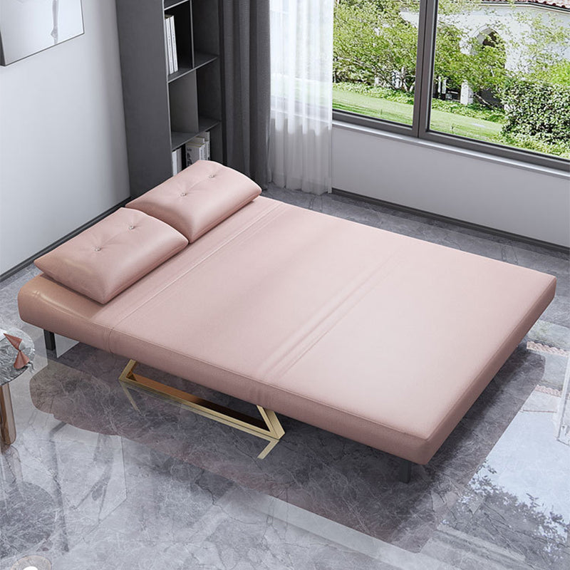 Cushion Back Futon Sofa Bed Pillow Included Sleeper Sofa with Gold Leg