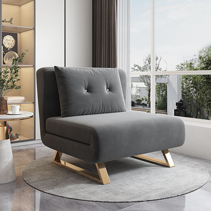 Cushion Back Futon Sofa Bed Pillow Included Sleeper Sofa with Gold Leg