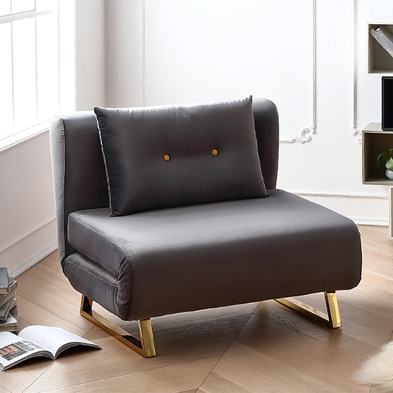 Cushion Back Futon Sofa Bed Pillow Included Sleeper Sofa with Gold Leg