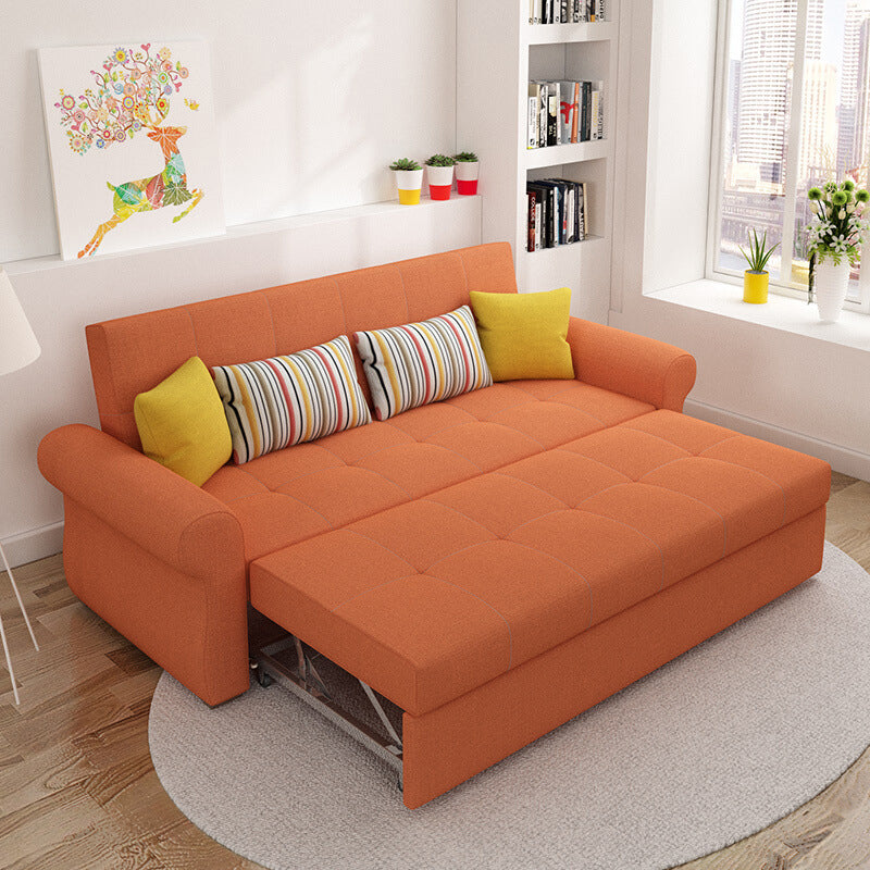 Cushion Back Futon Sofa Bed Pillow Included Flared Arms Sleeper Sofa