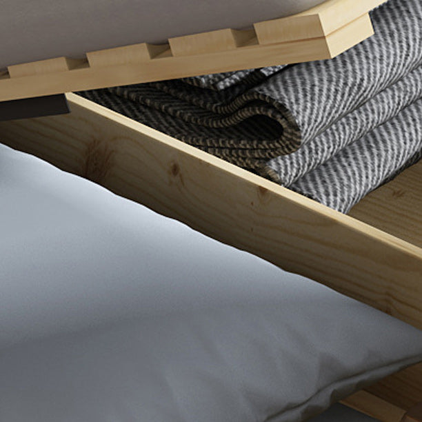 White Standard Bed Modern Bed Frame with Upholstered Headboard