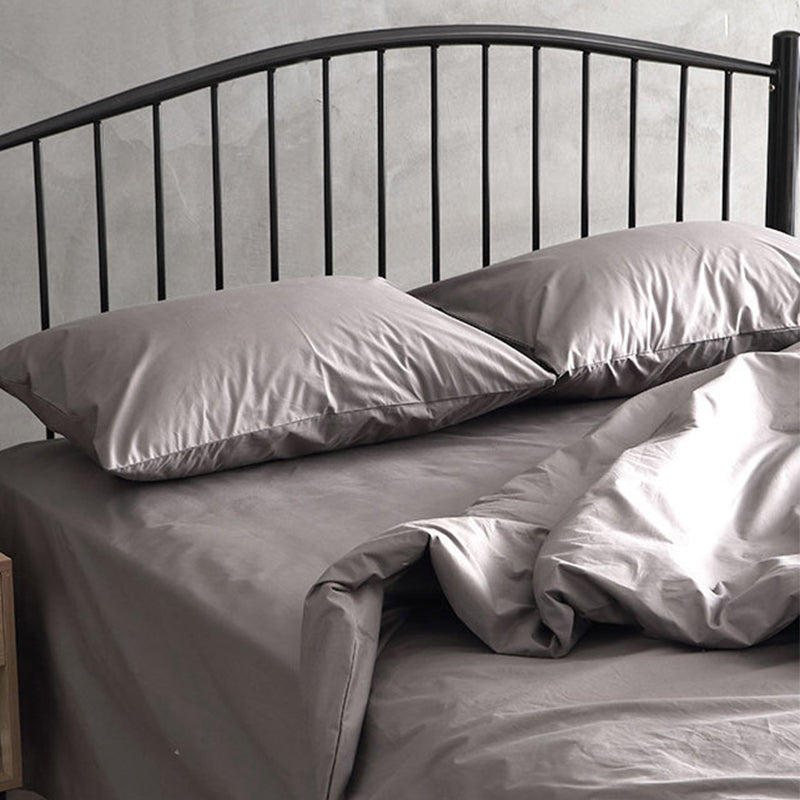 Contemporary Slat Bed Metal Black Open-Frame Bed with Custom Gold Legs