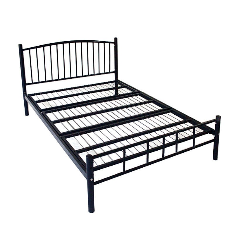 Contemporary Slat Bed Metal Black Open-Frame Bed with Custom Gold Legs