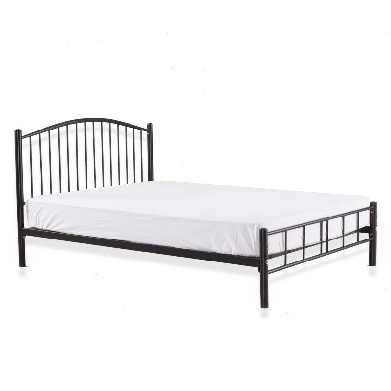 Contemporary Slat Bed Metal Black Open-Frame Bed with Custom Gold Legs