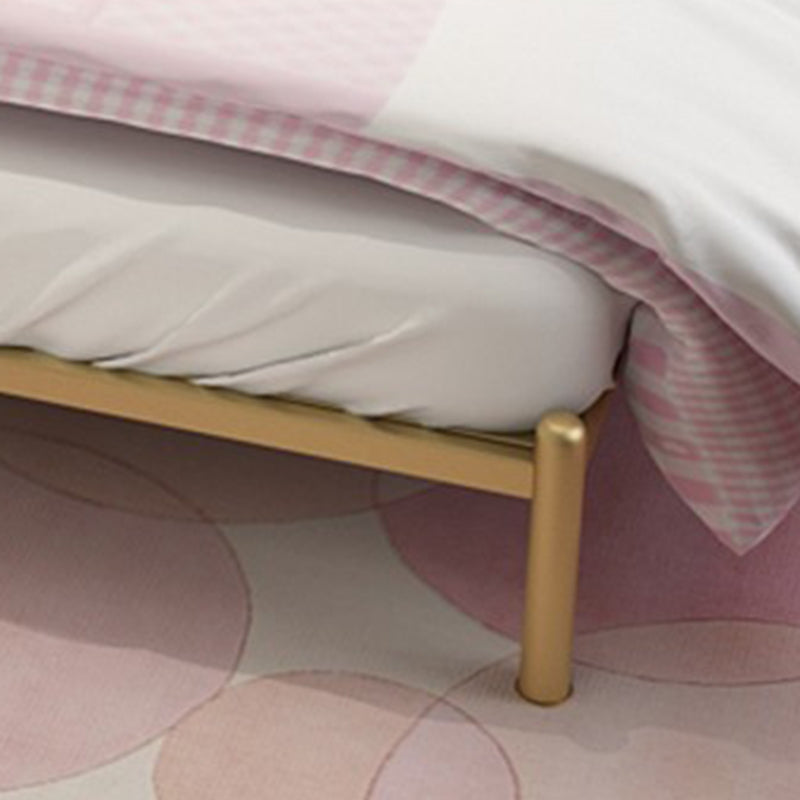 Metal and Upholstered Bed Frame with Metal Legs Open-Frame Bed in Gold