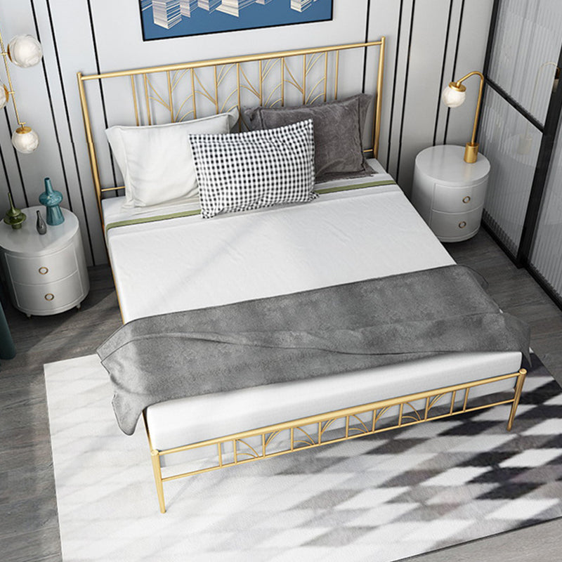 Gold and Black Bed Frame Iron Open-Frame Bed with Custom Gold Legs