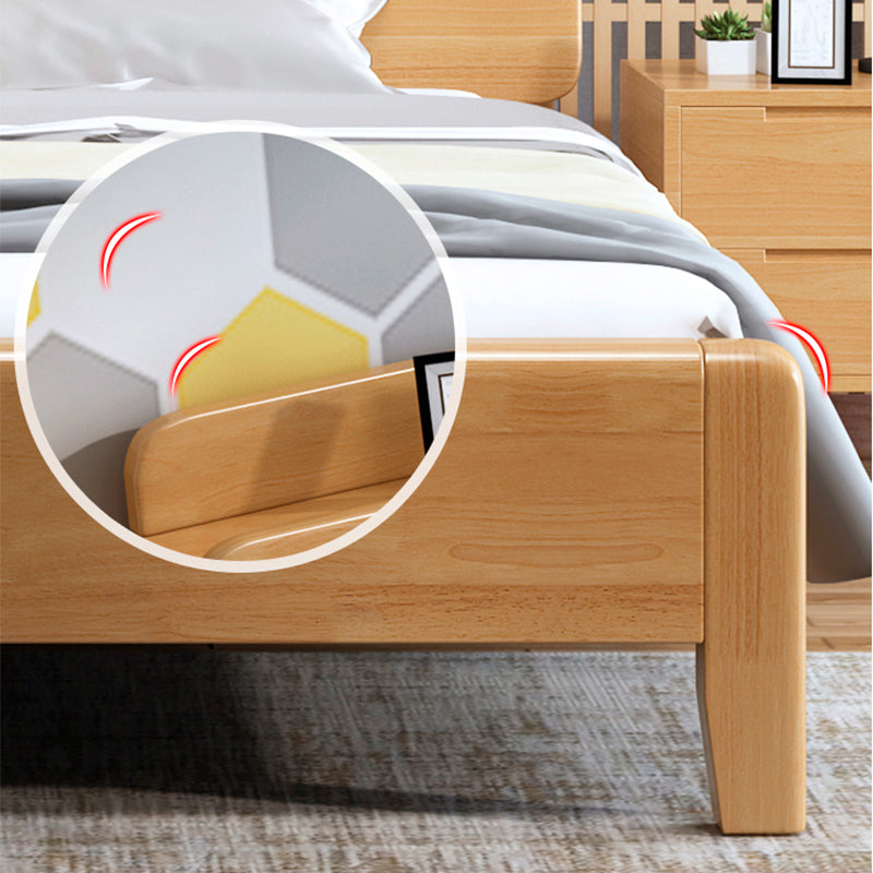 Modern Solid Wood Panel Bed Natural Standard Bed with Headboard