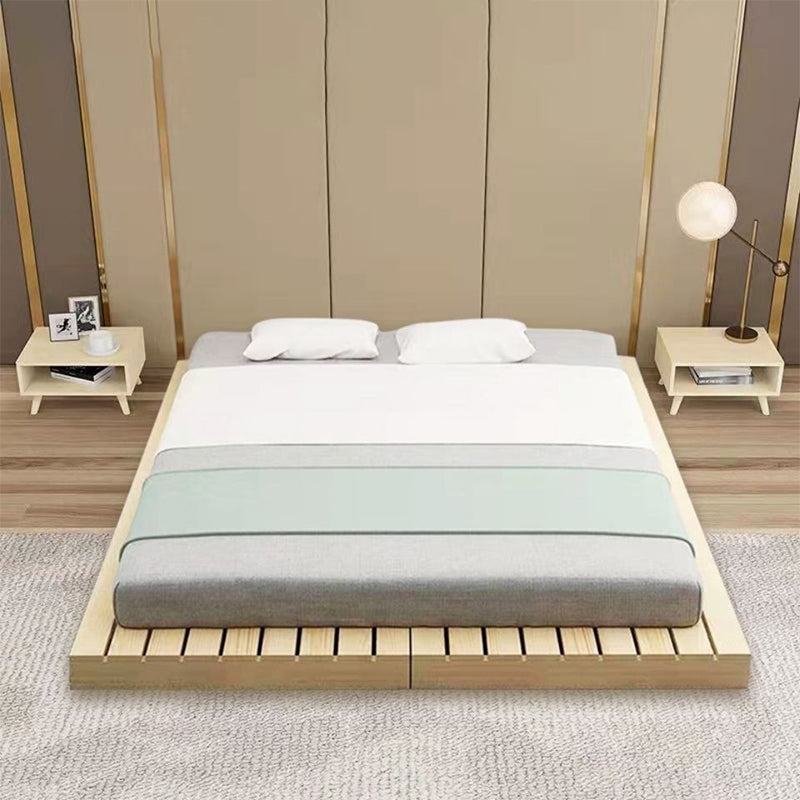 Modern Platform Bed Frame Solid Wood Platform Bed Pine Wood in Natural