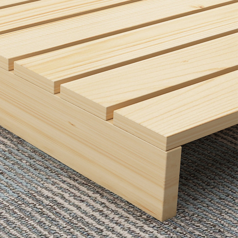 Modern Platform Bed Frame Solid Wood Platform Bed Pine Wood in Natural