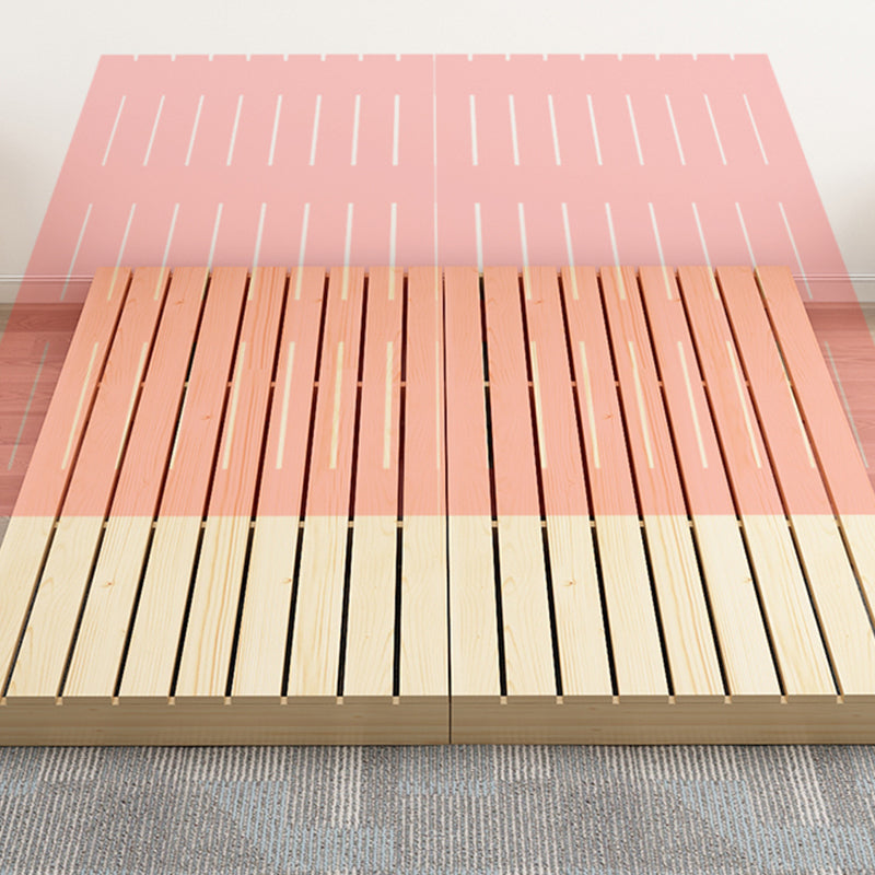 Modern Platform Bed Frame Solid Wood Platform Bed Pine Wood in Natural