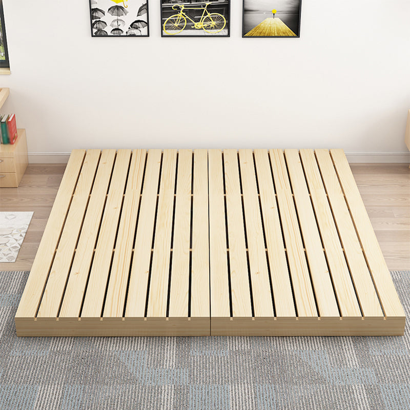Modern Platform Bed Frame Solid Wood Platform Bed Pine Wood in Natural