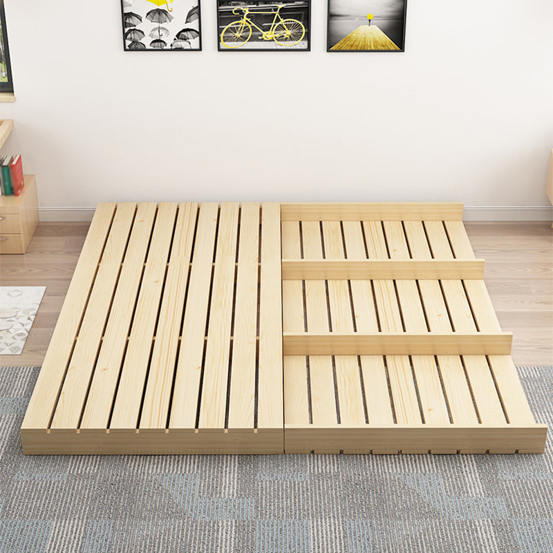 Modern Platform Bed Frame Solid Wood Platform Bed Pine Wood in Natural