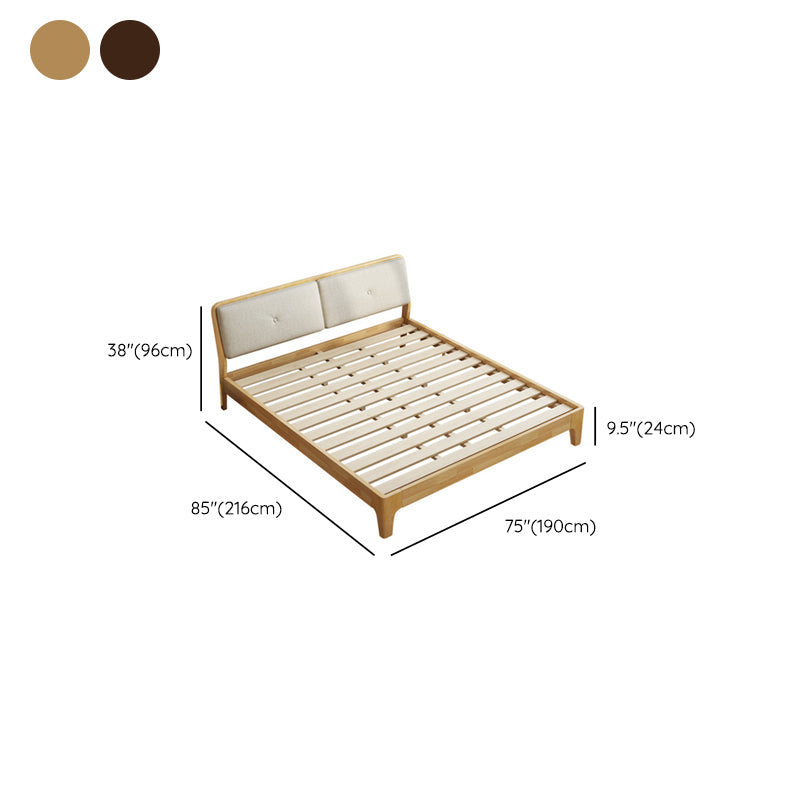 Modern Panel Bed Solid Wood Panel Standard Bed with Headboard