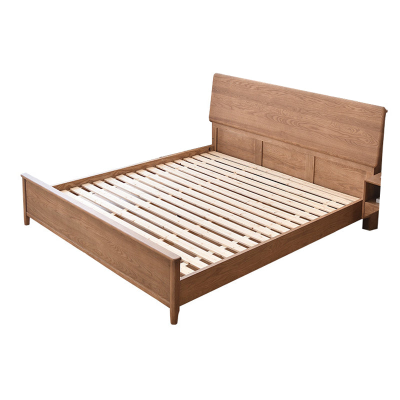 Modern Standard Bed Rectangular Solid Wood Panel Bedwith Headboard