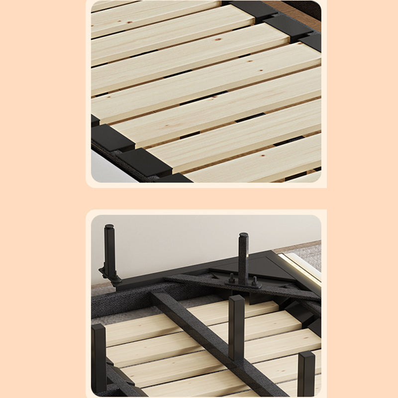 Solid Color Standard Bed Foam Contemporary Bed Frame with Upholstered Headboard