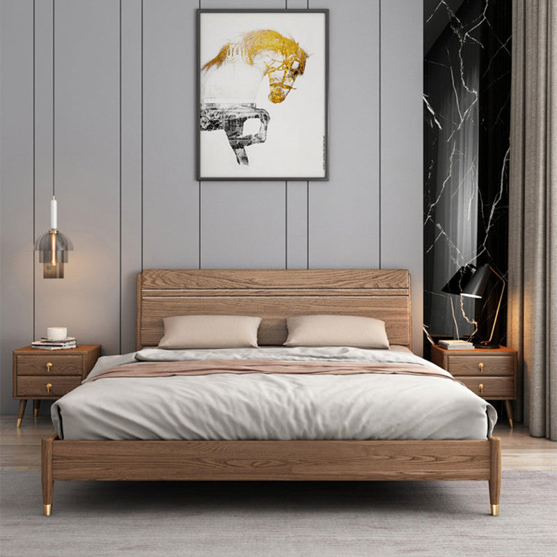 Solid Color Rectangular Panel Bed Panel Ash Standard Bed with Headboard