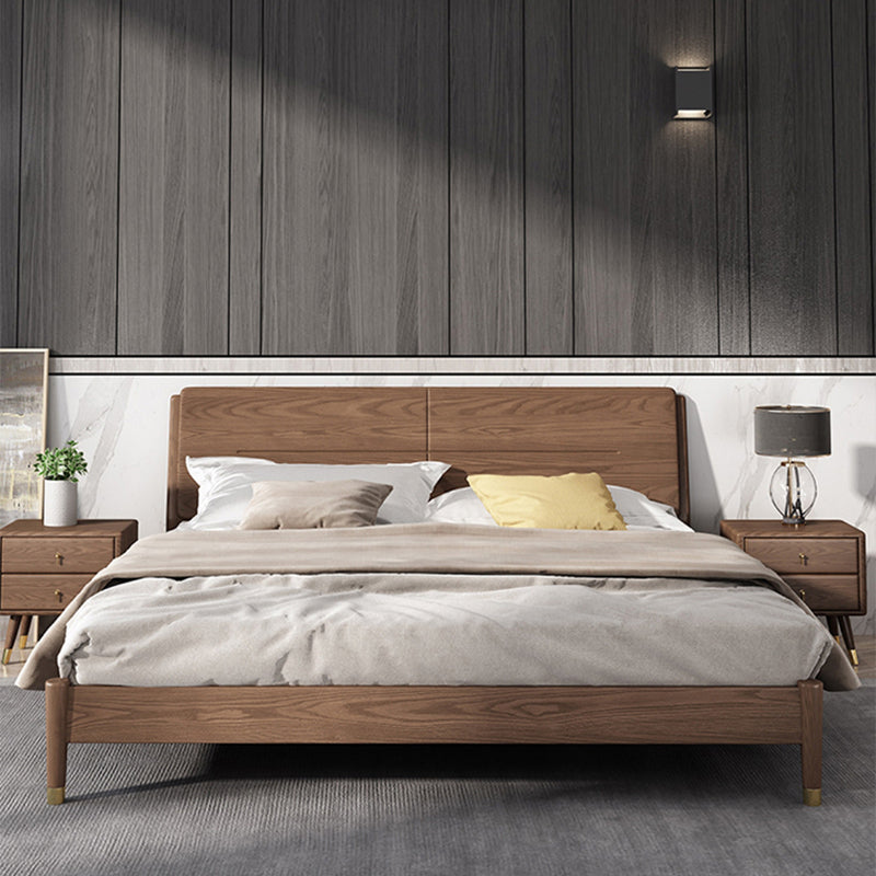 Solid Color Rectangular Panel Bed Panel Ash Standard Bed with Headboard