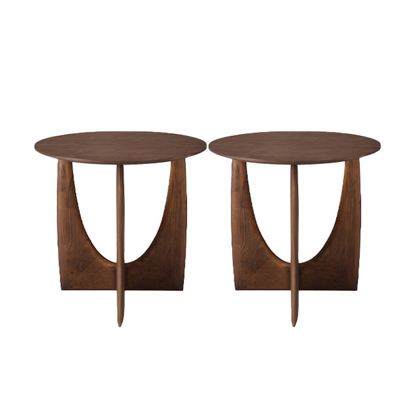 Scandinavian End Table Solid Wood Abstract Base Round Top Side Table