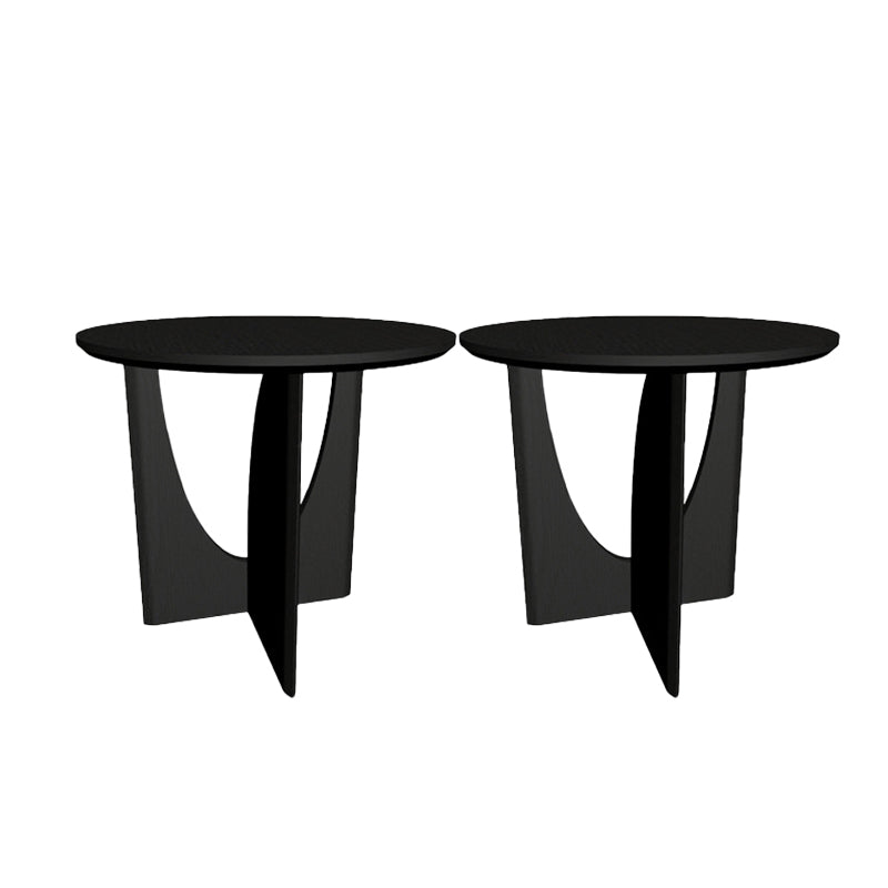 Scandinavian End Table Solid Wood Abstract Base Round Top Side Table