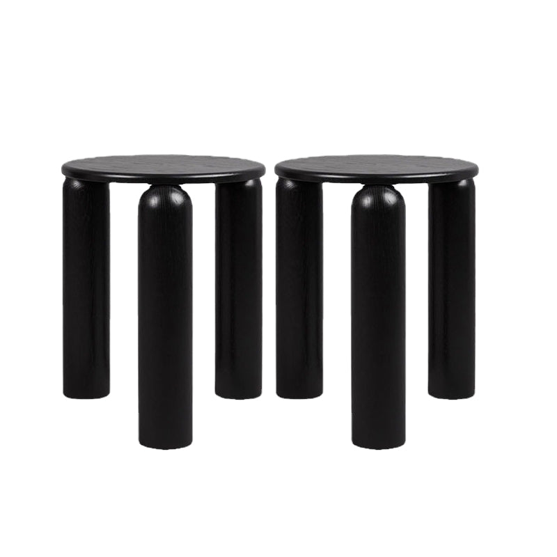 Nordic Side Table Round Solid Wooden End Table with Three Legs